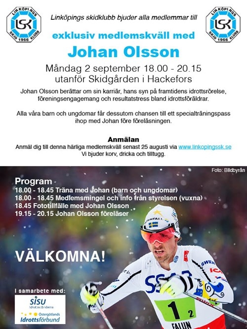 Inbjudan till medlemskväll med Johan Olsson